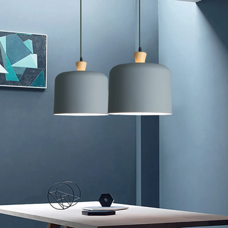 Lampe à suspension moderne en forme de tambour en métal à 1 lumière pour salle à manger en gris Clearhalo