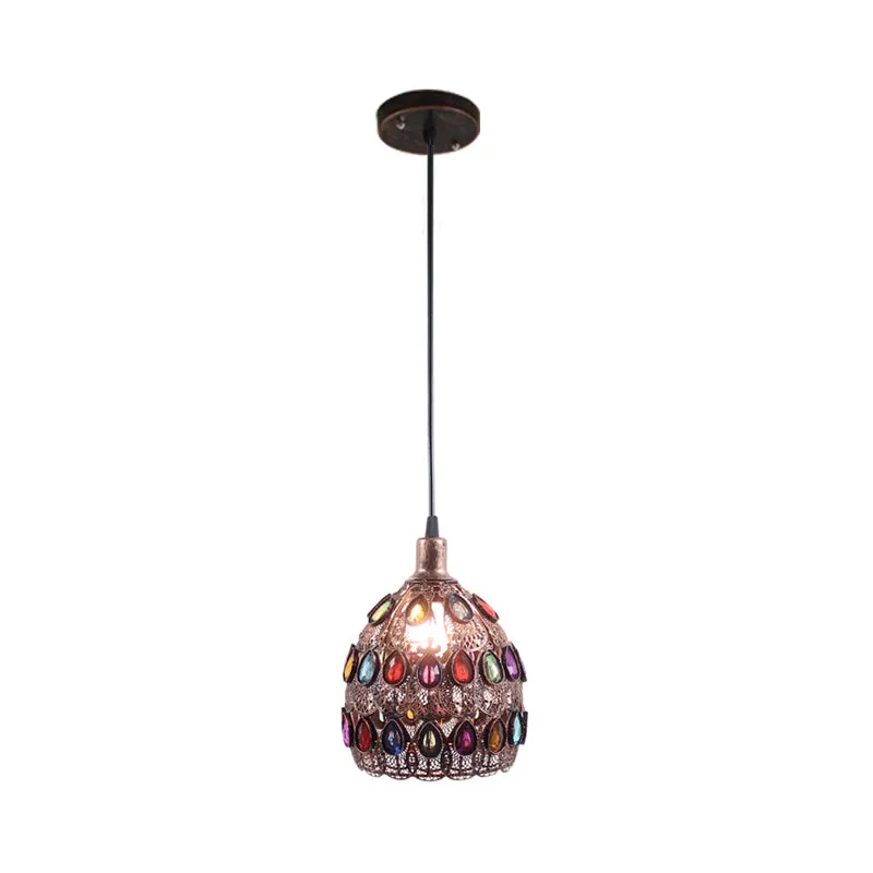 Lampe à suspension en métal antirouille, dôme, 1 ampoule, luminaire suspendu traditionnel pour Restaurant Clearhalo