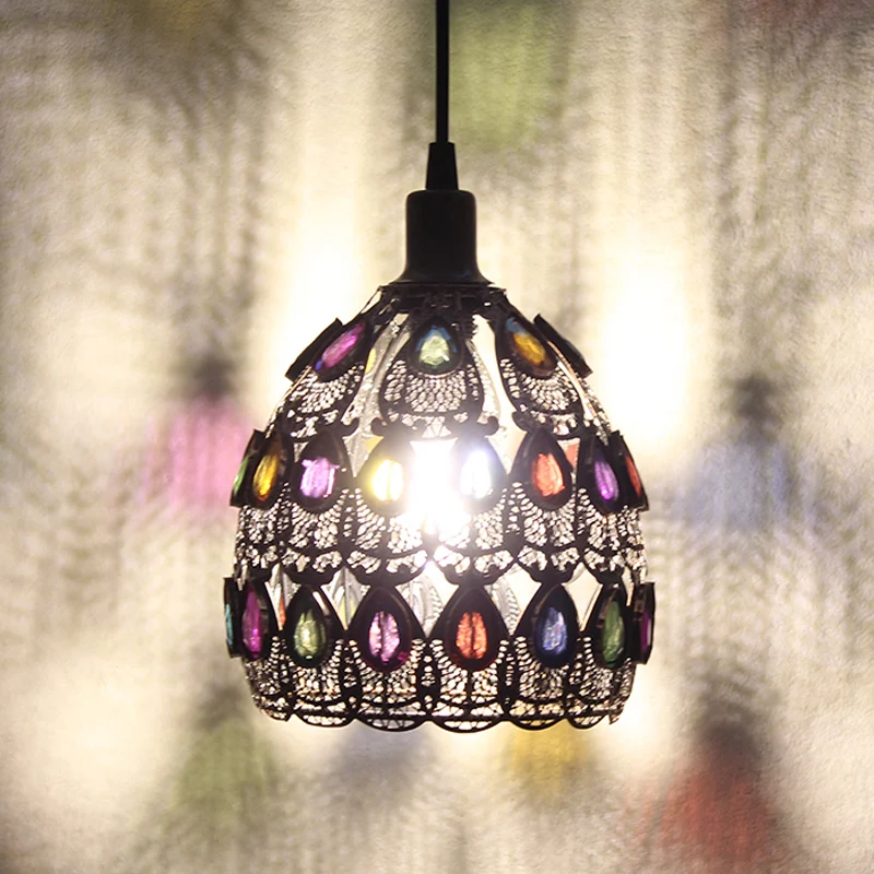 Lampe à suspension en métal antirouille, dôme, 1 ampoule, luminaire suspendu traditionnel pour Restaurant Clearhalo