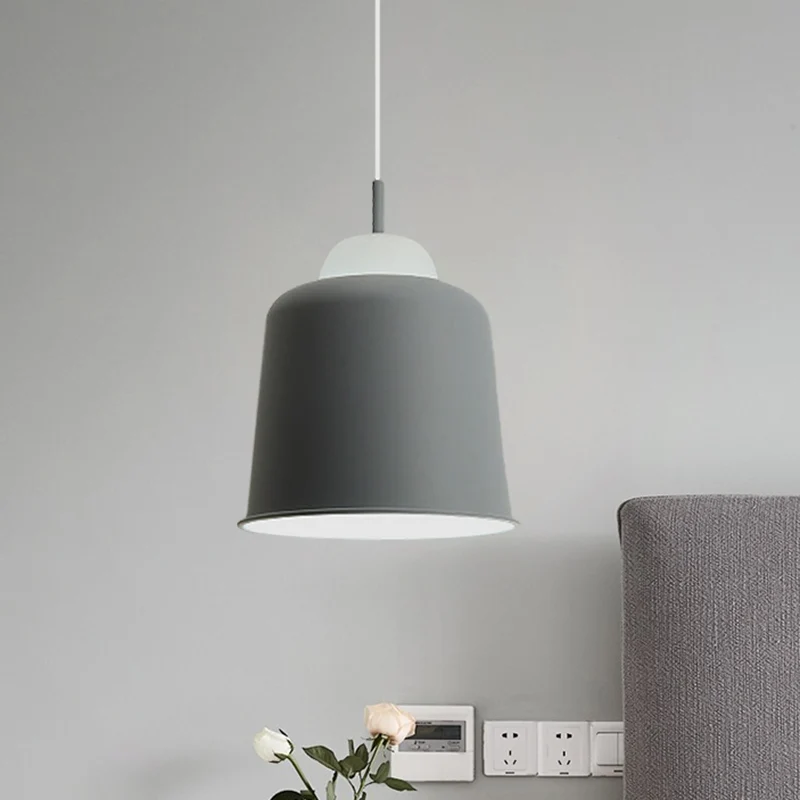 Lampe à Suspension en métal, Style Simple, monochrome, noir/gris/blanc, lampe suspendue pour salle d'étude Clearhalo