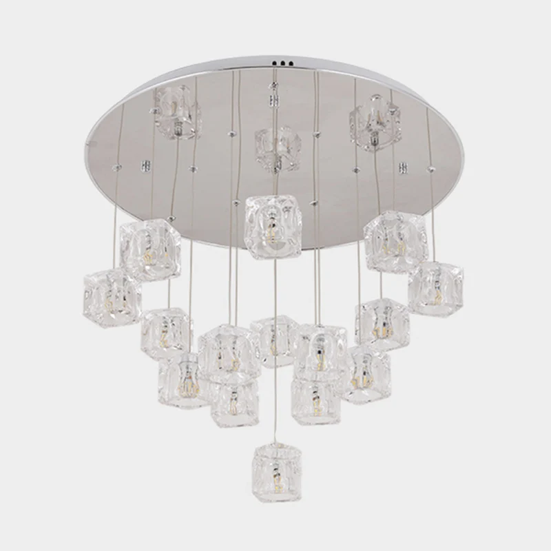 Lampe à suspension multi-pendentifs moderniste en cristal transparent, 15 lumières, LED argentée Clearhalo