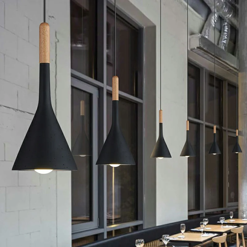 Lampe à suspension nordique en résine à 1 tête, éclairage suspendu de Restaurant en forme d'entonnoir avec aspect ciment C...