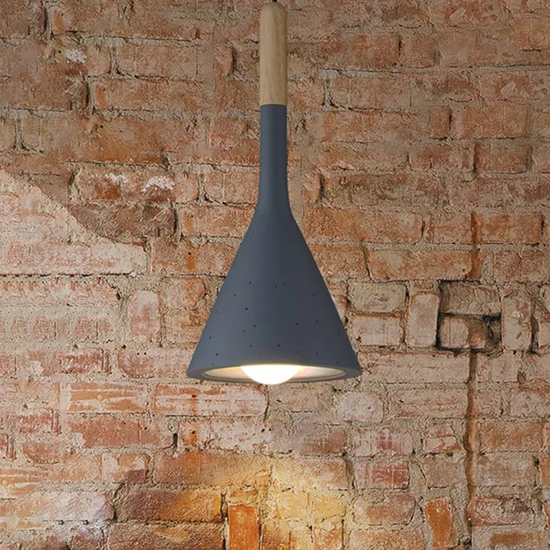 Lampe à suspension nordique en résine à 1 tête, éclairage suspendu de Restaurant en forme d'entonnoir avec aspect ciment C...