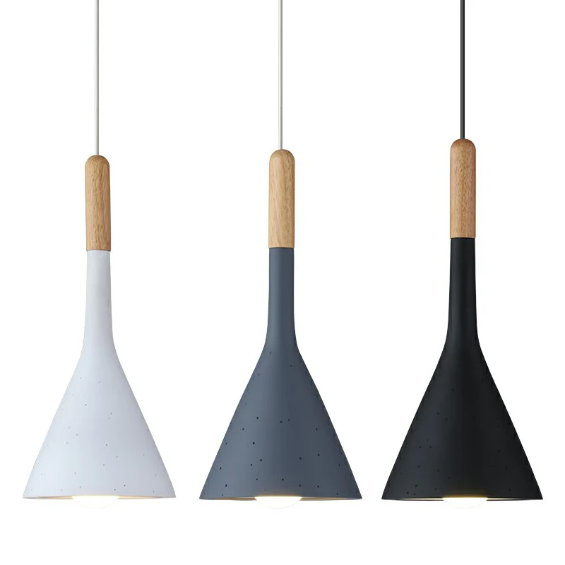 Lampe à suspension nordique en résine à 1 tête, éclairage suspendu de Restaurant en forme d'entonnoir avec aspect ciment C...