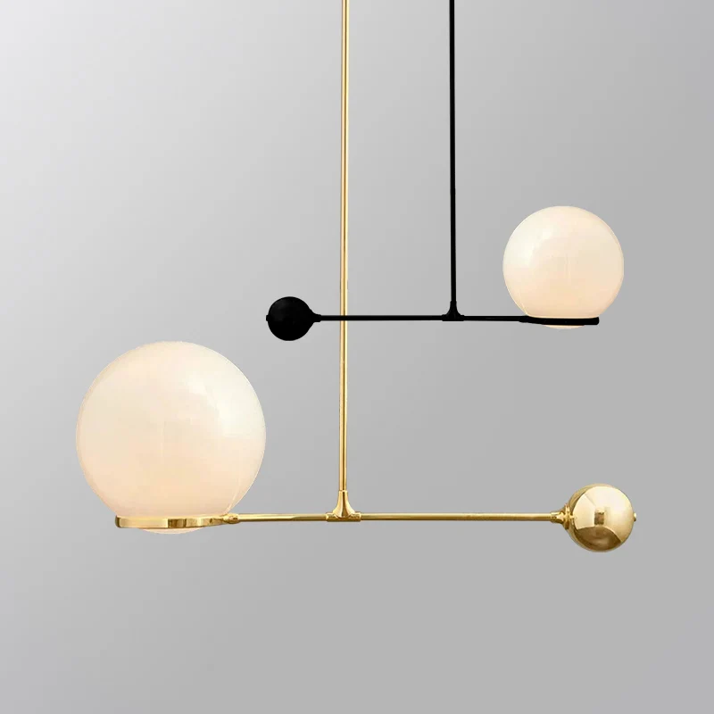 Lampe à suspension de plafond Globe Hotel en verre blanc givré, 1 tête, pendentif goutte postmoderne avec levier en noir/o...