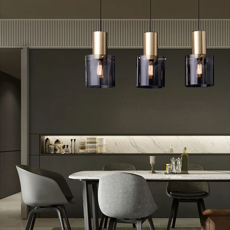 Lampe à suspension de plafond postmoderne en verre à 1 lumière en forme de bouteille Clearhalo