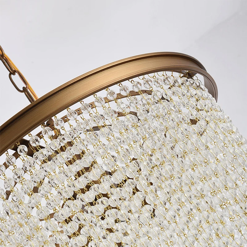 Lampe à suspension ronde en cascade à 4 lumières, petite lampe suspendue moderne et luxueuse en cristal pour salon Clearhalo