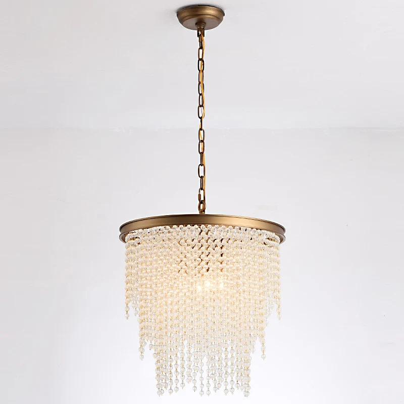 Lampe à suspension ronde en cascade à 4 lumières, petite lampe suspendue moderne et luxueuse en cristal pour salon Clearhalo