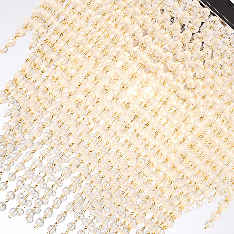 Lampe à suspension ronde en cascade à 4 lumières, petite lampe suspendue moderne et luxueuse en cristal pour salon Clearhalo