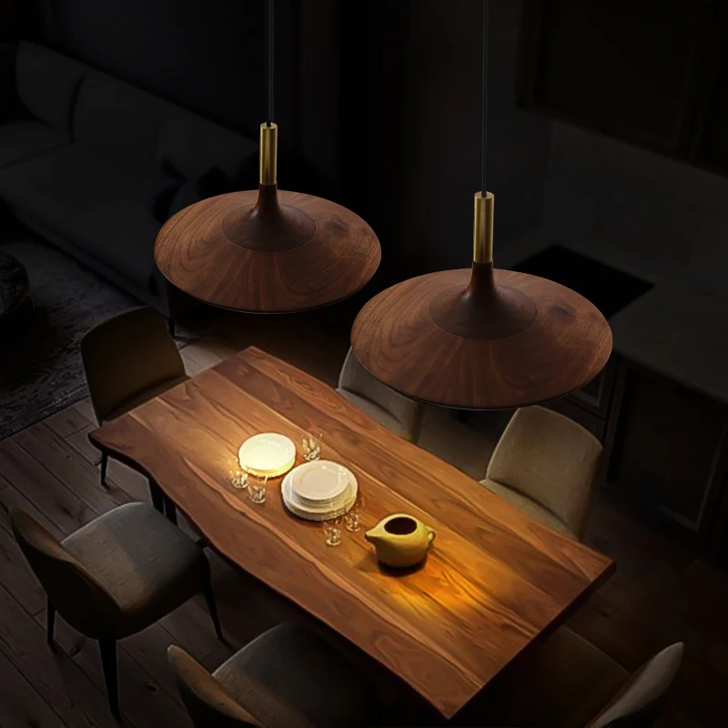 Lampe à Suspension évasée trompette en bois lampe à Suspension LED minimaliste pour salon de thé Clearhalo