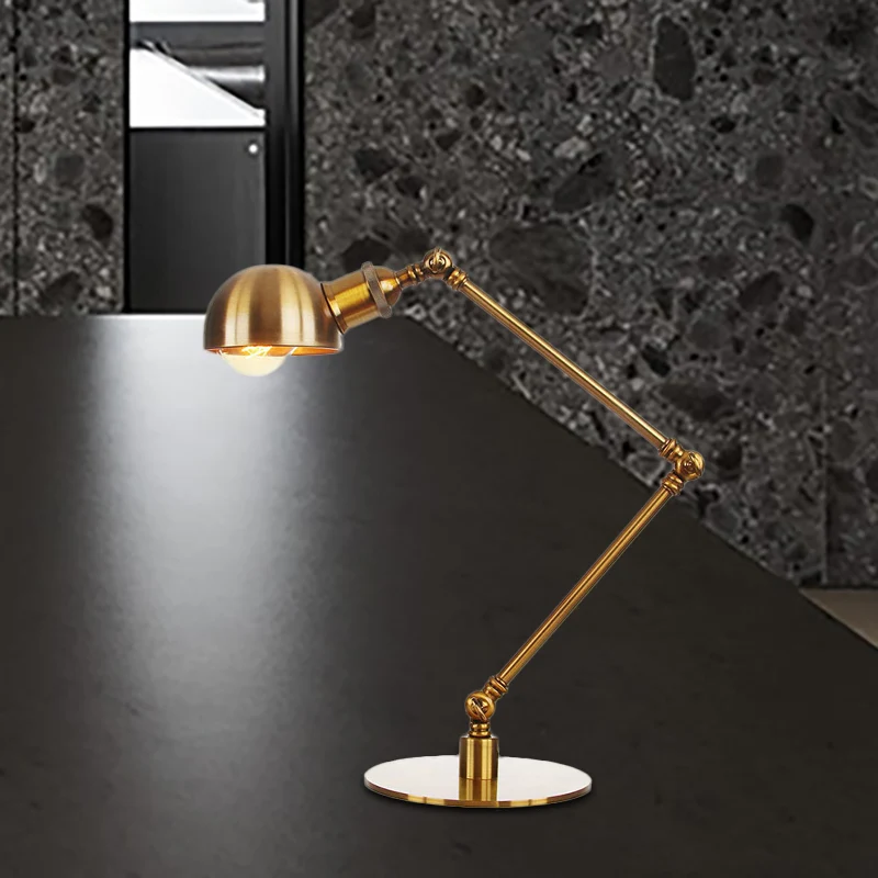 Lampe de table à abat-jour en forme de bol doré, style industriel, 4"/8,5" W, 1 lumière, éclairage de table en métal avec...