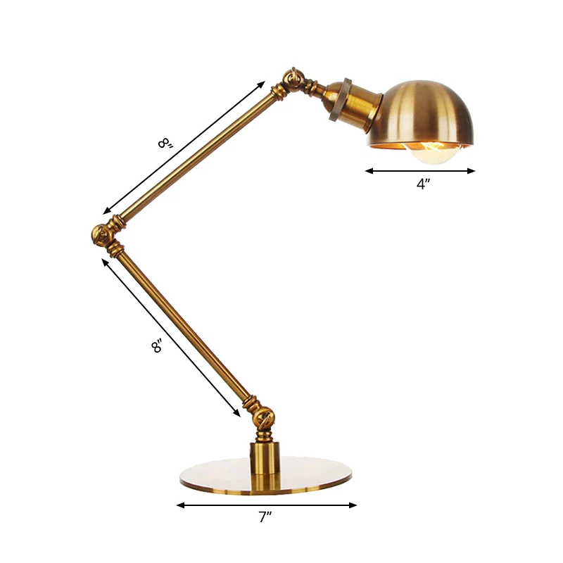 Lampe de table à abat-jour en forme de bol doré, style industriel, 4"/8,5" W, 1 lumière, éclairage de table en métal avec...