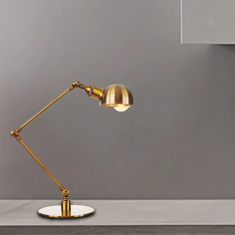 Lampe de table à abat-jour en forme de bol doré, style industriel, 4"/8,5" W, 1 lumière, éclairage de table en métal avec...