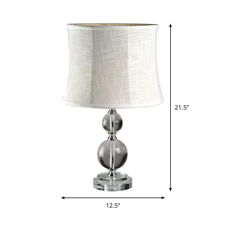 Lampe de table boule de cristal Simplicity 1, gris clair, avec abat-jour en tissu tambour Clearhalo