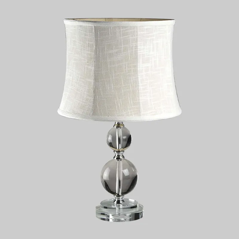 Lampe de table boule de cristal Simplicity 1, gris clair, avec abat-jour en tissu tambour Clearhalo