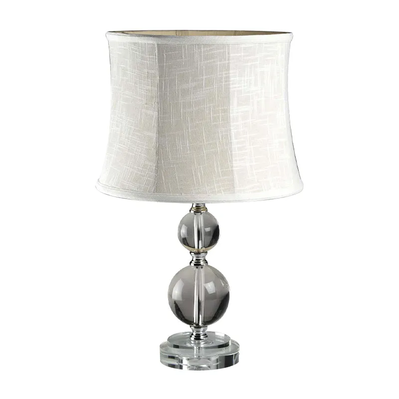 Lampe de table boule de cristal Simplicity 1, gris clair, avec abat-jour en tissu tambour Clearhalo