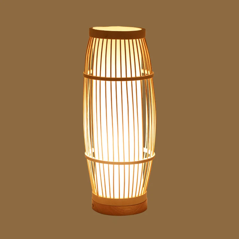 Lampe de table de chevet en bambou tissé de style asiatique, 1 ampoule, en bois Clearhalo