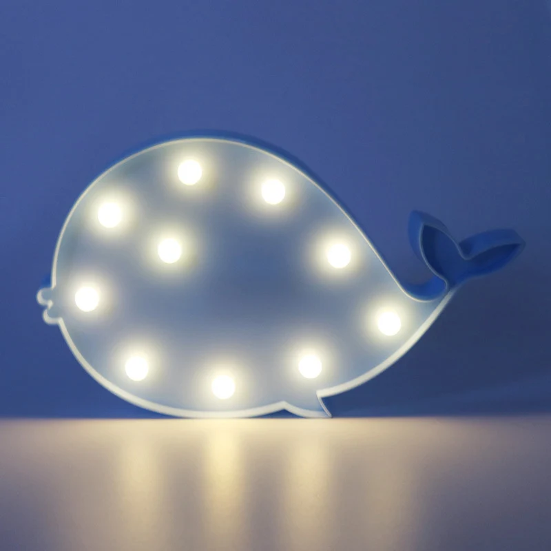 Lampe de table de chevet à batterie en forme de dauphin, lampe de Table décorative en plastique pour chambre d'enfants à L...