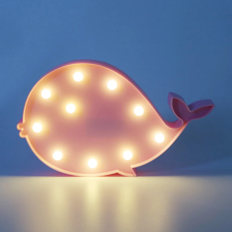 Lampe de table de chevet à batterie en forme de dauphin, lampe de Table décorative en plastique pour chambre d'enfants à L...