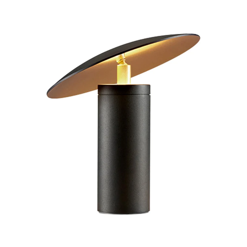 Lampe de table de chevet contemporaine à 1 ampoule, soucoupe noire, lampe de lecture avec abat-jour en métal Clearhalo