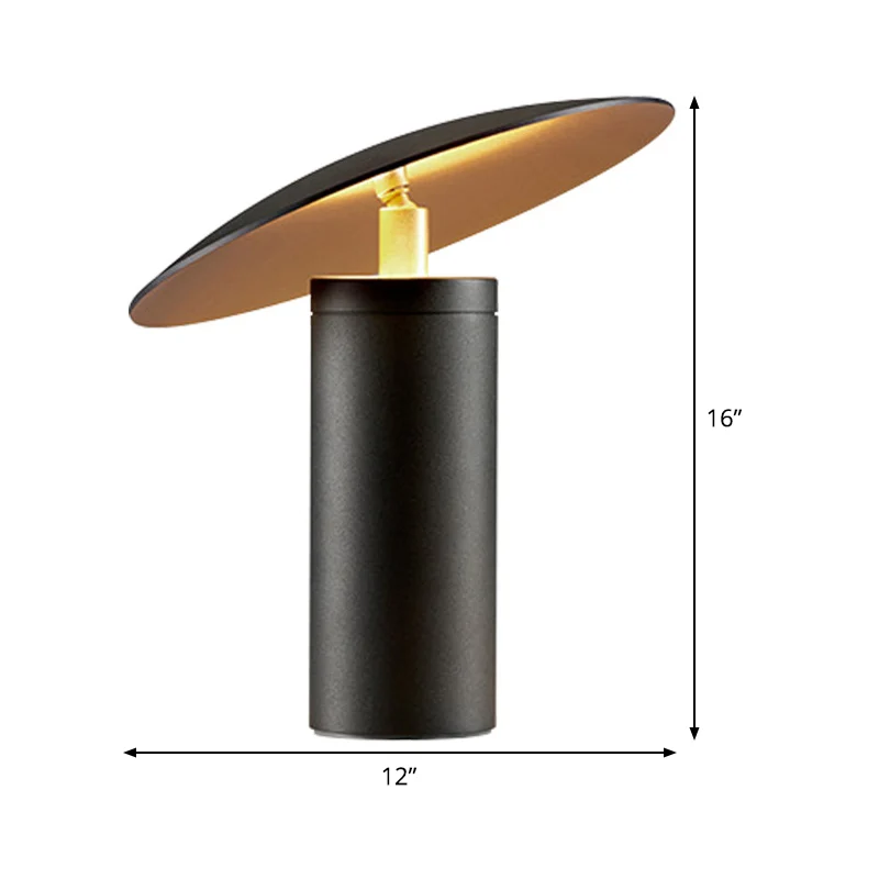 Lampe de table de chevet contemporaine à 1 ampoule, soucoupe noire, lampe de lecture avec abat-jour en métal Clearhalo