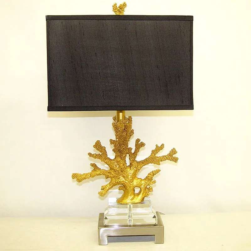 Lampe de table de chevet cuboïde en tissu traditionnel, veilleuse noire/blanche à 1 lumière avec socle en corail Clearhalo
