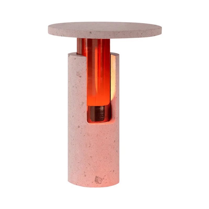 Lampe de table de chevet cylindrique à 1 tête, lampe de lecture en pierre moderniste en rose pour chevet Clearhalo