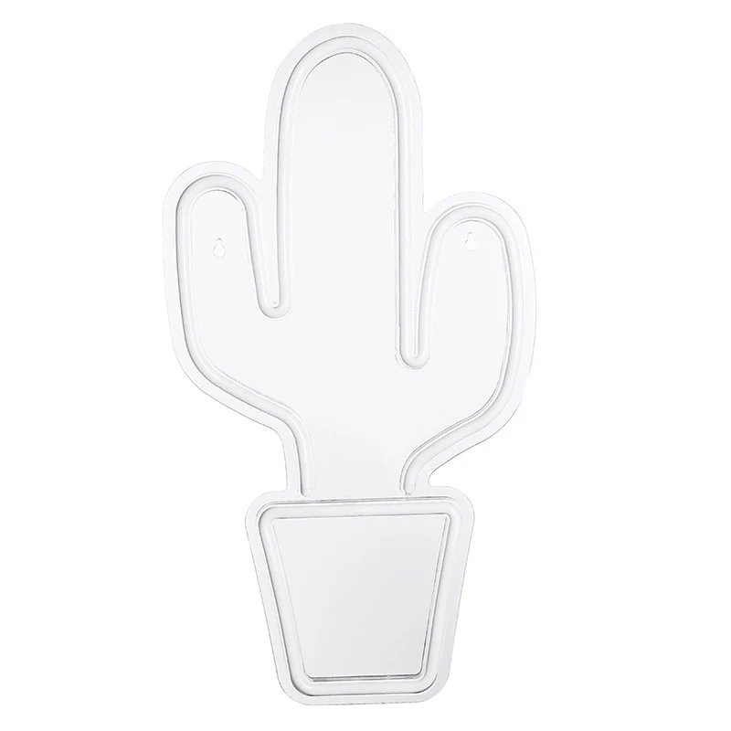 Lampe de table de chevet en forme de cactus en pot en plastique, veilleuse murale LED créative alimentée par USB en blanc...