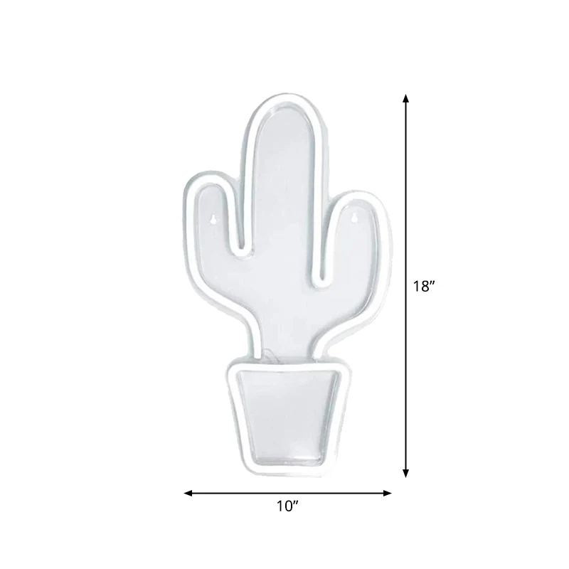 Lampe de table de chevet en forme de Cactus en pot blanc, éclairage mural LED en plastique de Style enfants Clearhalo