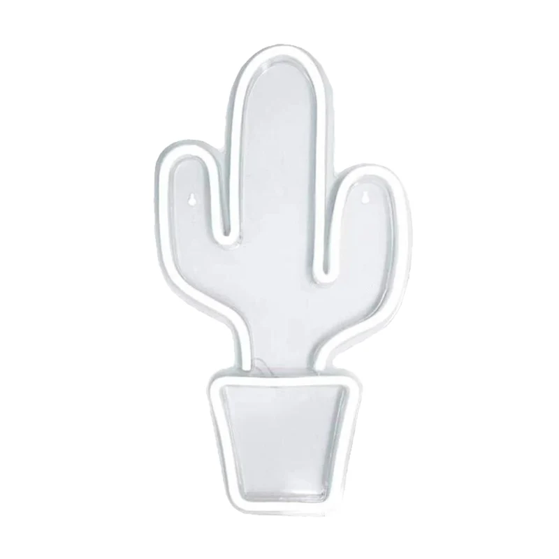 Lampe de table de chevet en forme de Cactus en pot blanc, éclairage mural LED en plastique de Style enfants Clearhalo