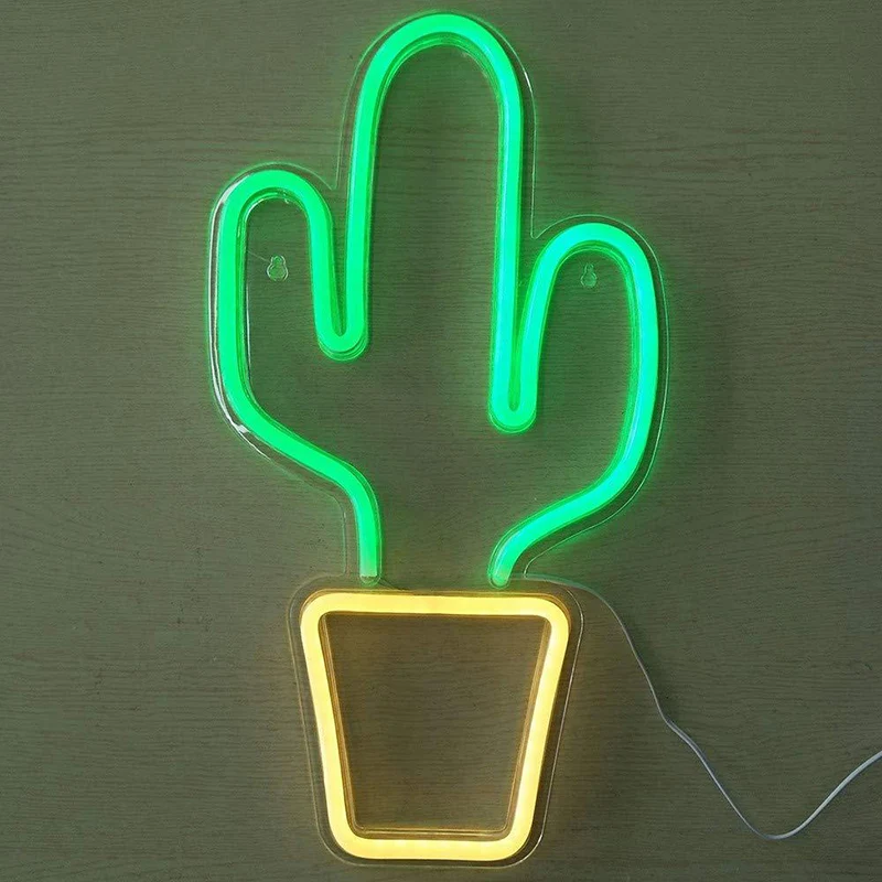 Lampe de table de chevet en forme de Cactus en pot blanc, éclairage mural LED en plastique de Style enfants Clearhalo