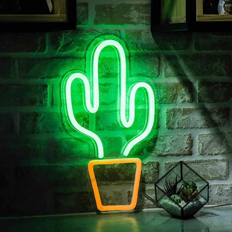 Lampe de table de chevet en forme de Cactus en pot blanc, éclairage mural LED en plastique de Style enfants Clearhalo