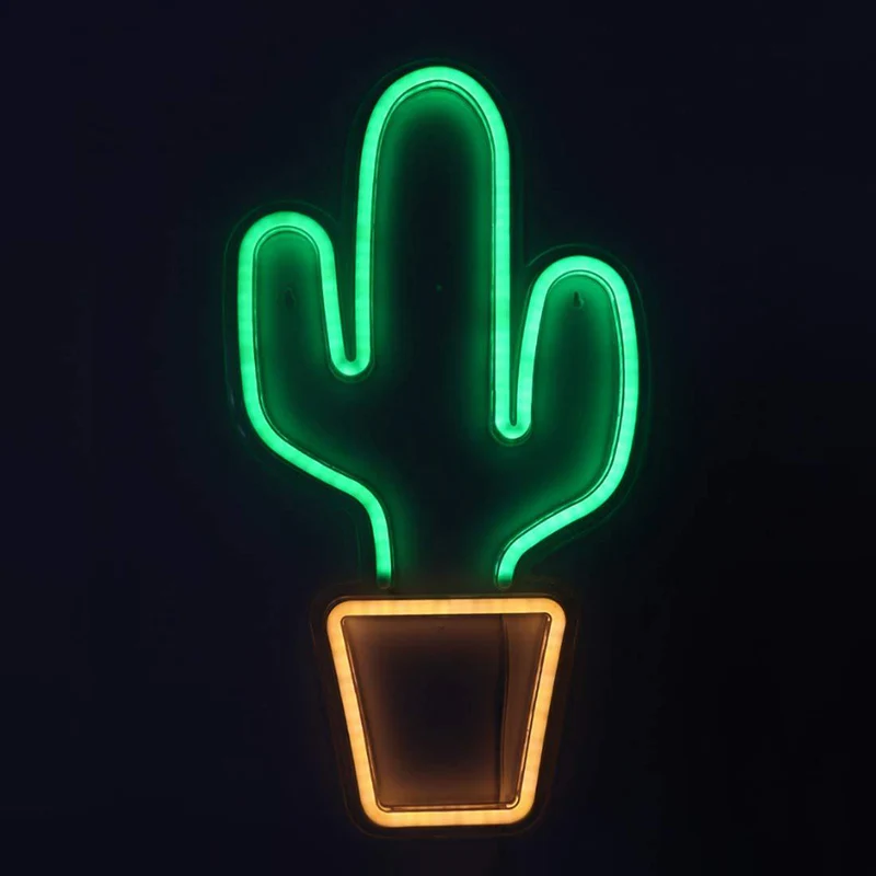 Lampe de table de chevet en forme de Cactus en pot blanc, éclairage mural LED en plastique de Style enfants Clearhalo