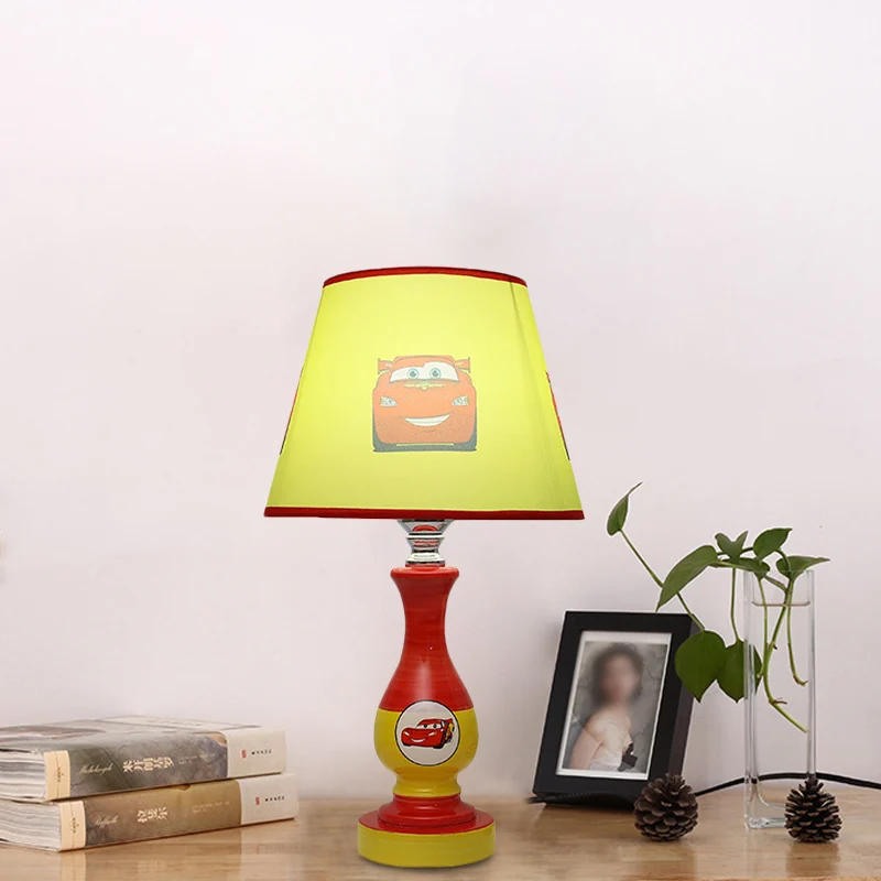 Lampe de table de chevet en forme de cône de dessin animé, 1 ampoule, veilleuse pour chambre de garçon, motif étoile/voitu...