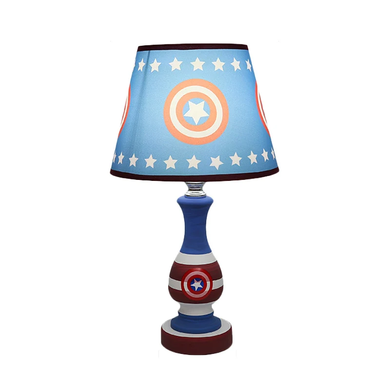 Lampe de table de chevet en forme de cône de dessin animé, 1 ampoule, veilleuse pour chambre de garçon, motif étoile/voitu...