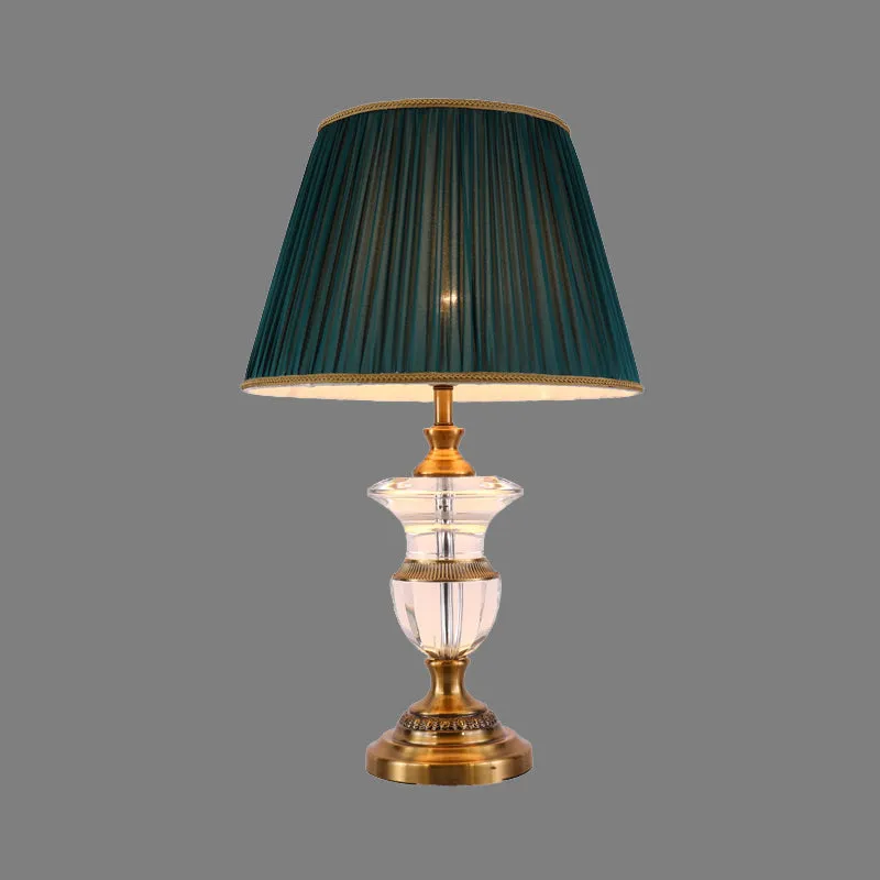 Lampe de table de chevet en forme de pot à 1 tête, lampe de lecture moderniste en cristal découpé à la main en noir Clearhalo