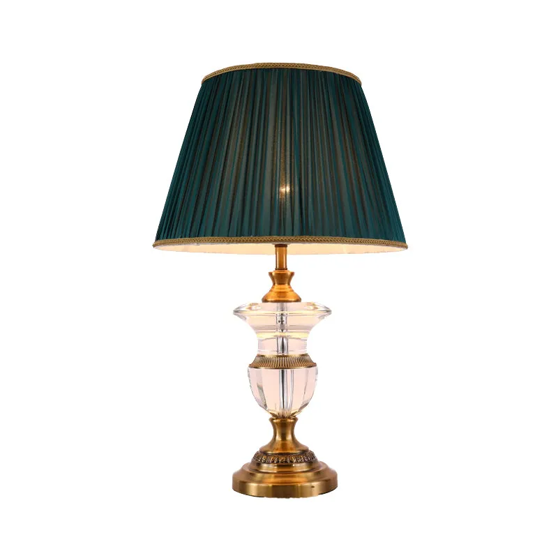 Lampe de table de chevet en forme de pot à 1 tête, lampe de lecture moderniste en cristal découpé à la main en noir Clearhalo