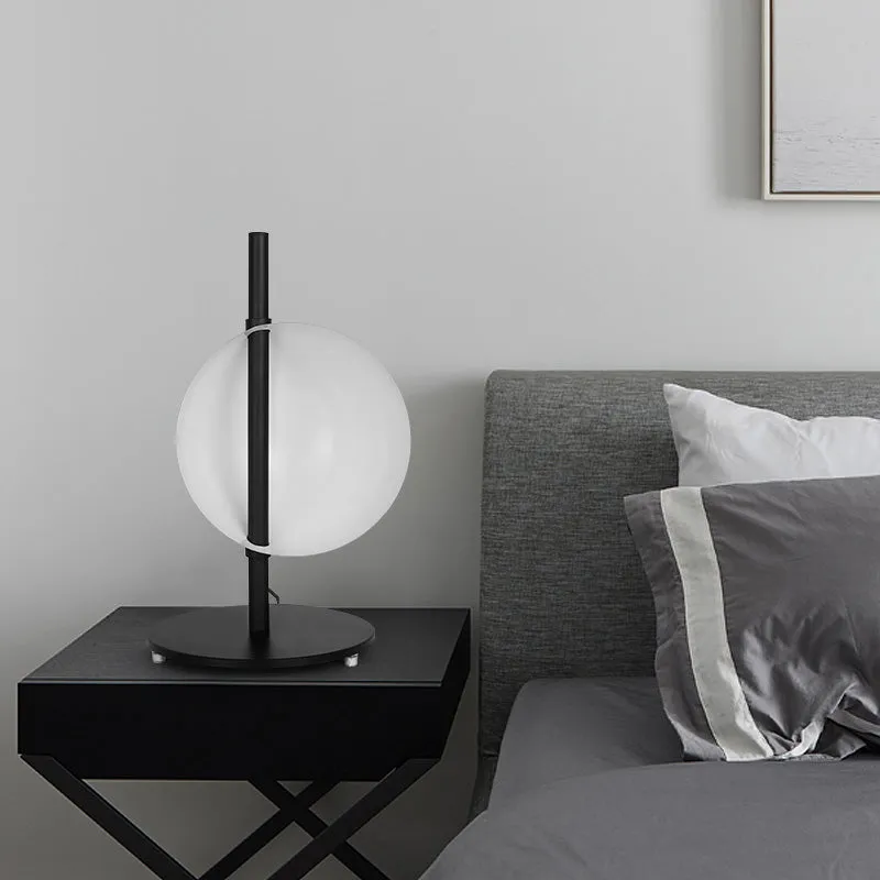 Lampe de table de chevet moderniste en métal, éclairage de travail à LED en noir pour le salon Clearhalo