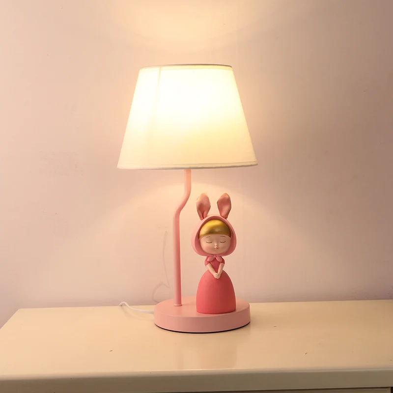 Lampe de table de chevet à tambour conique pour enfants, lampe de table à ampoule unique en tissu pour chambre à coucher a...