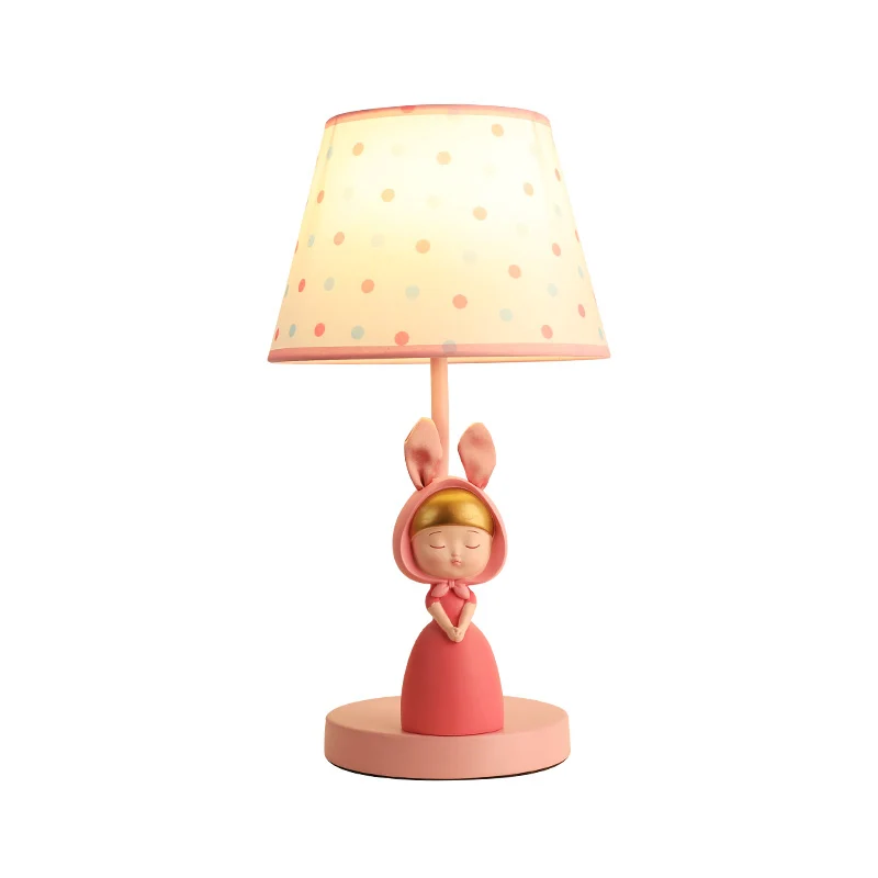 Lampe de table de chevet à tambour conique pour enfants, lampe de table à ampoule unique en tissu pour chambre à coucher a...
