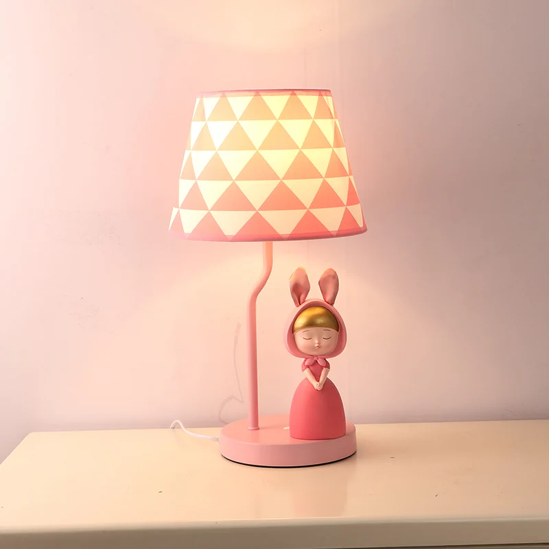 Lampe de table de chevet à tambour conique pour enfants, lampe de table à ampoule unique en tissu pour chambre à coucher a...