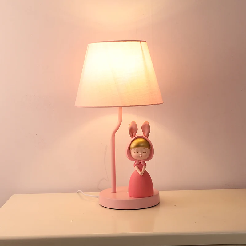Lampe de table de chevet à tambour conique pour enfants, lampe de table à ampoule unique en tissu pour chambre à coucher a...