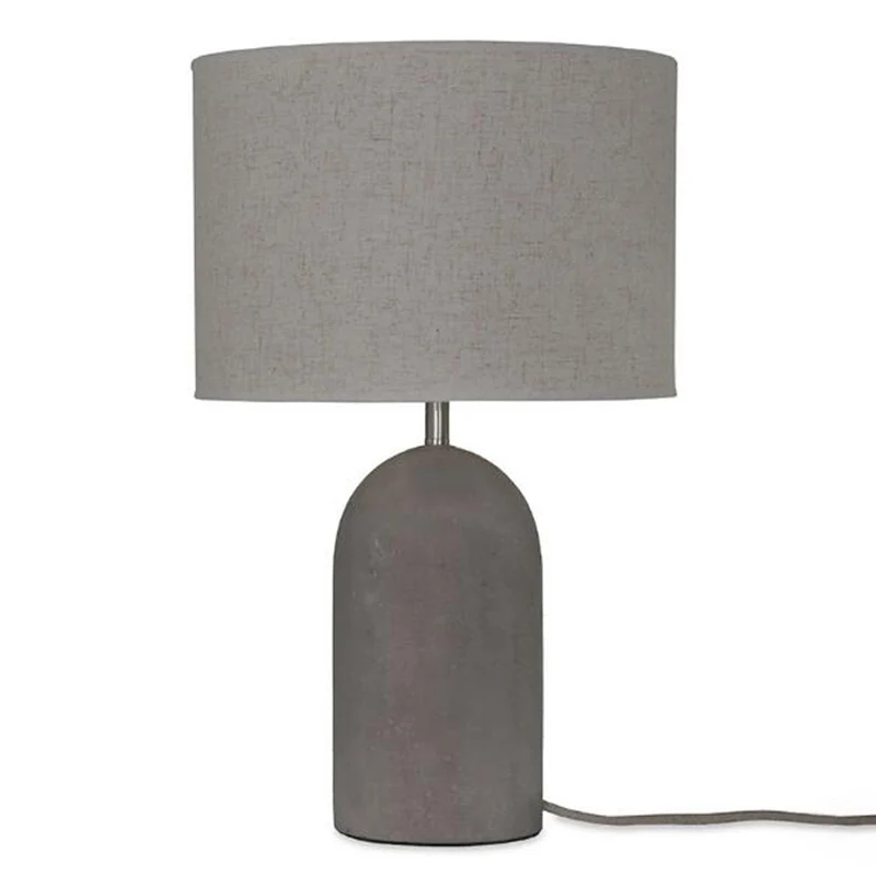 Lampe de table de chevet tambour de style moderne en tissu à 1 ampoule avec base en ciment gris Clearhalo