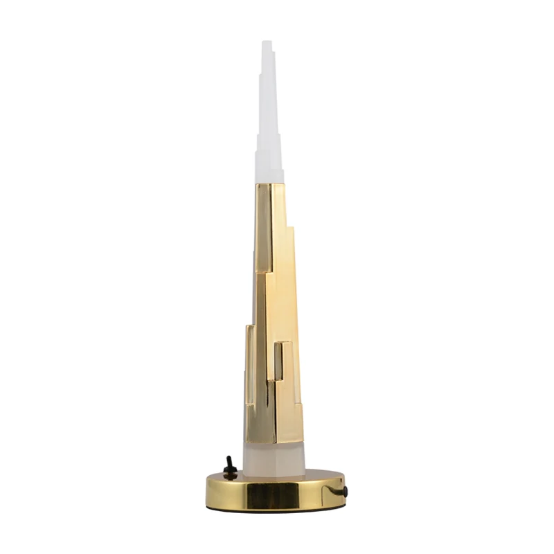 Lampe de table de chevet tour Burj modernisme en acrylique pour salle d'étude, éclairage de table LED en blanc/or Clearhalo