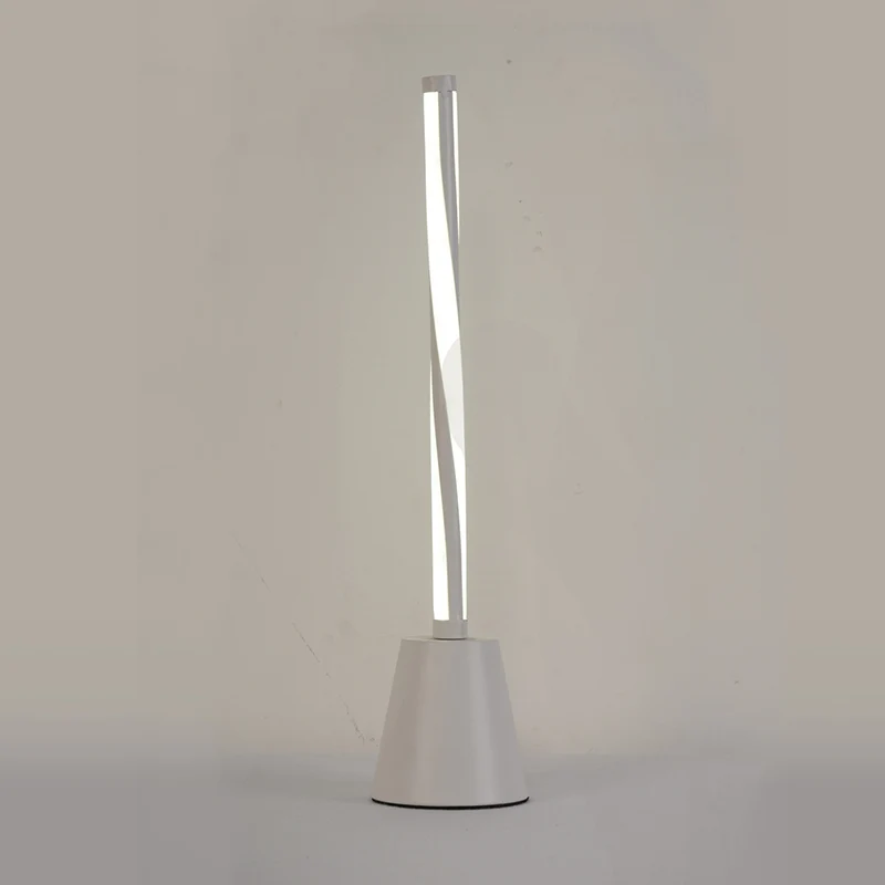 Lampe de table de chevet tubulaire blanche/noire, éclairage de travail LED minimaliste avec abat-jour en acrylique, lumièr...