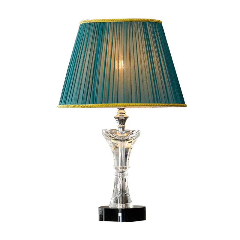 Lampe de table à cône vert, éclairage de nuit contemporain en cristal K9 à 1 tête avec détails imitation tressés Clearhalo