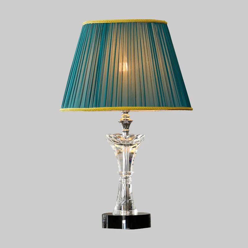 Lampe de table à cône vert, éclairage de nuit contemporain en cristal K9 à 1 tête avec détails imitation tressés Clearhalo