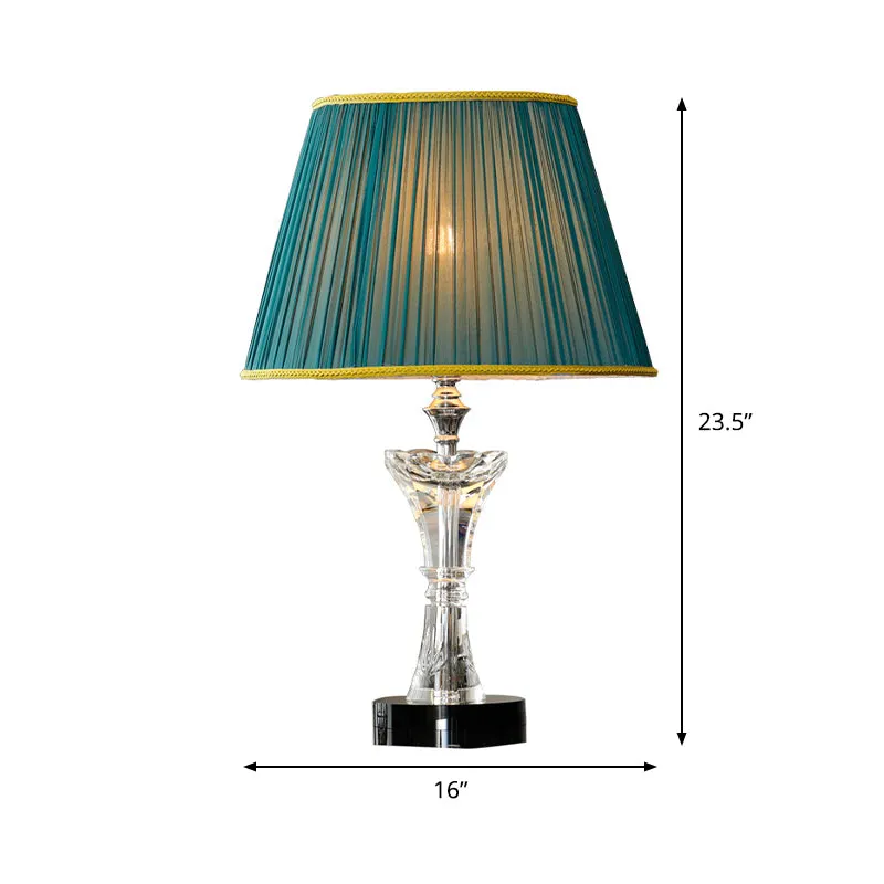 Lampe de table à cône vert, éclairage de nuit contemporain en cristal K9 à 1 tête avec détails imitation tressés Clearhalo