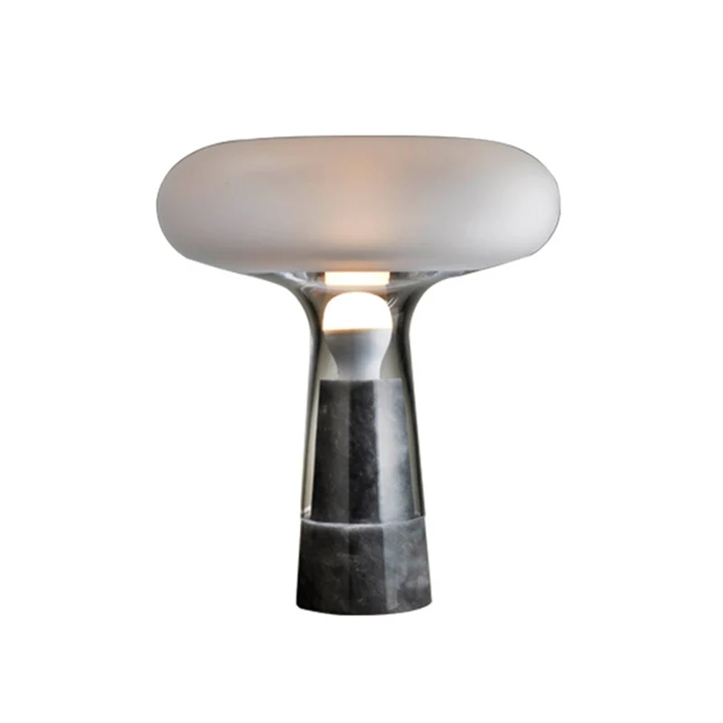 Lampe de table conique en marbre de style moderne, 1 ampoule, éclairage de table de chevet blanc pour chevet Clearhalo