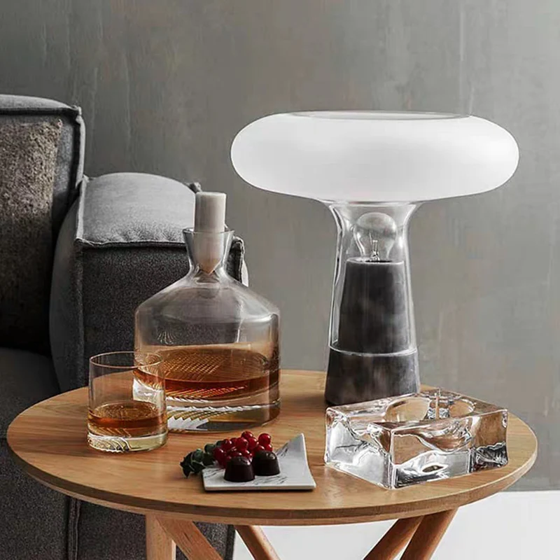 Lampe de table conique en marbre de style moderne, 1 ampoule, éclairage de table de chevet blanc pour chevet Clearhalo